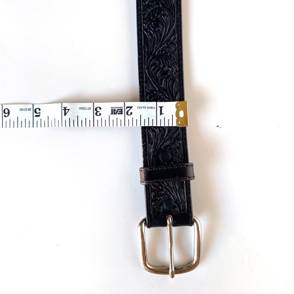 Justin Black TROPHY WESTERN Top Grain Leather Belt Size 36 Made in USA - Picture 6 of 9